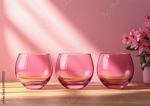 Obraz na płótnie three identical glasses set w salonie