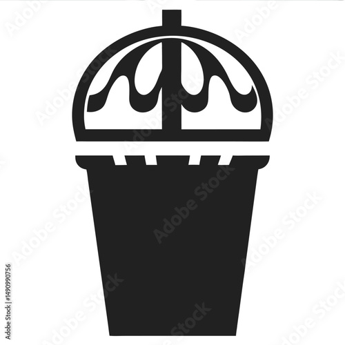 Frappuccino with Domed Lid Vector Illustration
