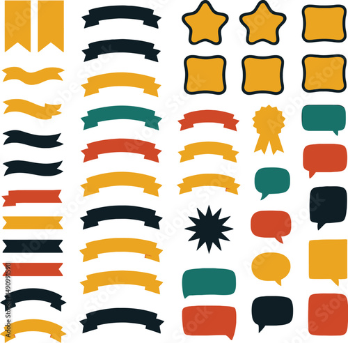 A vector set of colorful ribbons offers a blank banner design element for celebration