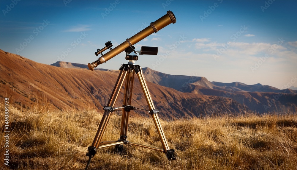 Naklejka premium vintage tripod telescope