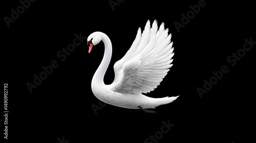 White Swan in Flight Pixel Art