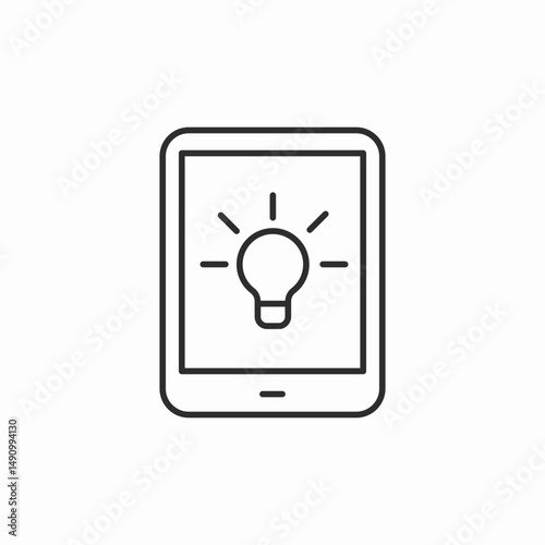 tablet with bulb idea icon sign vector