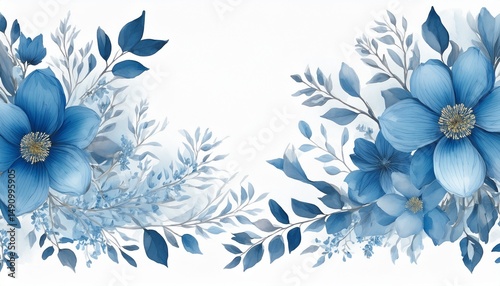 elegant blue floral watercolor design for posters and prints