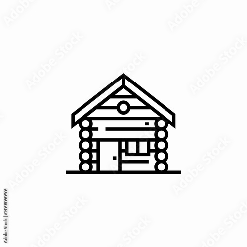 wooden cabin icon sign vector