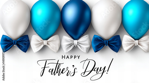 Celebrate Father's Day with festive balloons and cheerful decorations in shades of blue and white for a joyful occasion