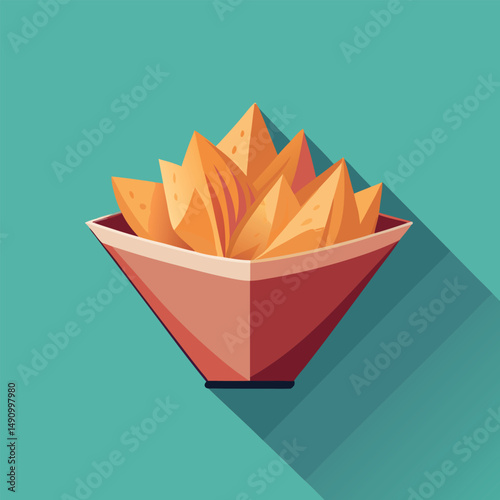 Colorful tortilla chips served in a modern bowl against a solid background for a delightful snack experience Generative AI