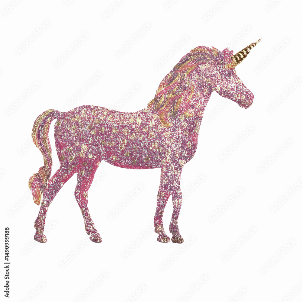 Fototapeta premium Glittering Pink Unicorn on Dusty Rose Background
