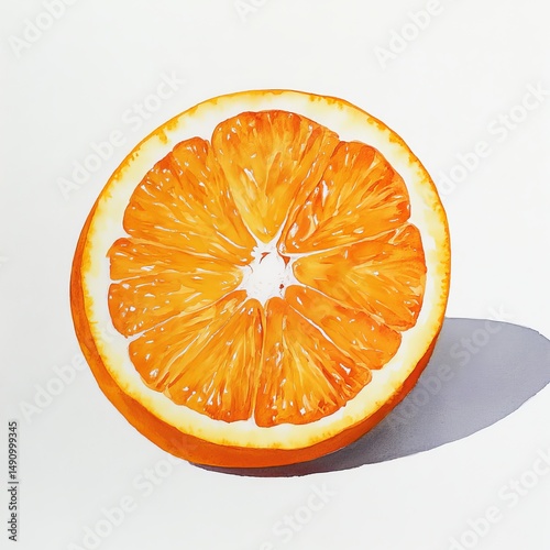 Orange fruit slice on white background. Vector illustration. Eps 10.