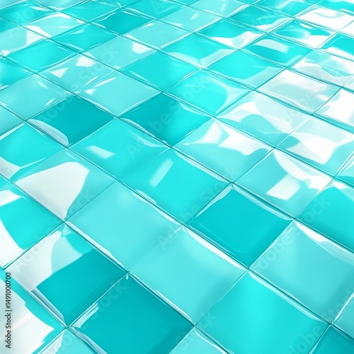 abstract background made of blue glass cubes, 3d render illustration
