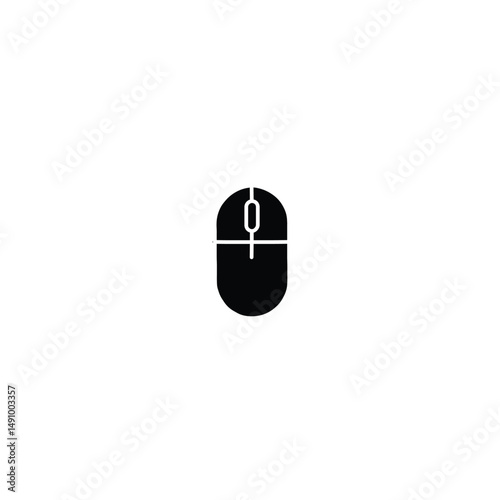 Black Computer Mouse Icon – Minimal Line Vector for Tech, UI, and Web Design