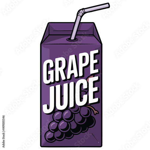 Grape juice box isolated vector illustration
