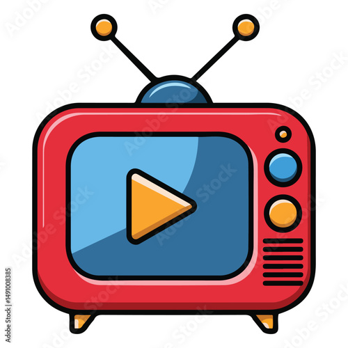 Television doodle isolated vector illustration