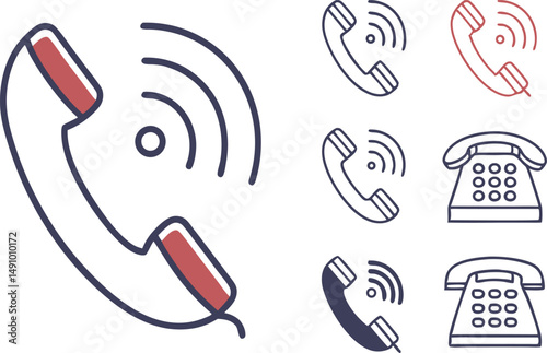 Mobile phone icon set with symbols for communication and technology