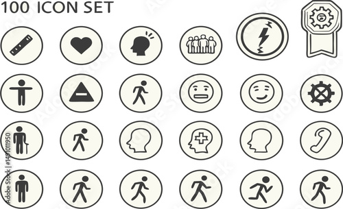 black and white icons set