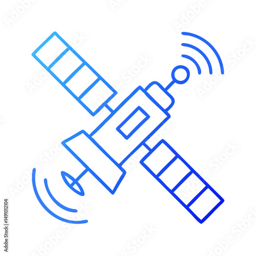 Space Satellite Icon – Clean Flat Graphic for Satellite Navigation Logos

