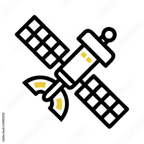 Space Satellite Icon – Clean Flat Graphic for Satellite Navigation Logos

