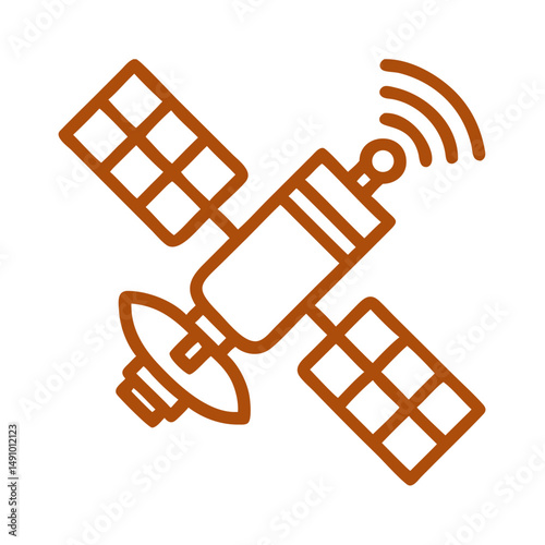 Space Satellite Icon – Clean Flat Graphic for Satellite Navigation Logos

