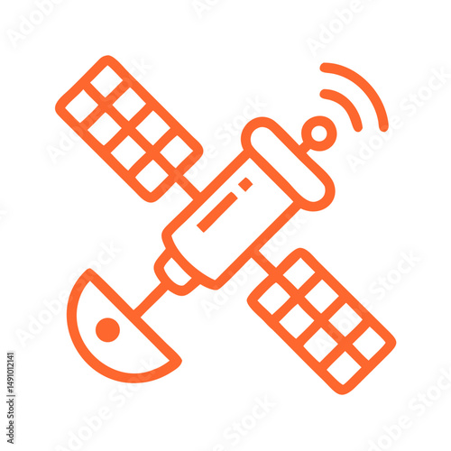 Space Satellite Icon – Clean Flat Graphic for Satellite Navigation Logos

