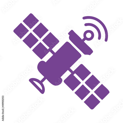 Space Satellite Icon – Clean Flat Graphic for Satellite Navigation Logos

