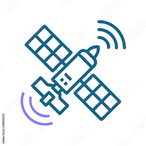 Space Satellite Icon – Clean Flat Graphic for Satellite Navigation Logos

