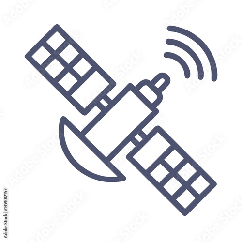 Space Satellite Icon – Clean Flat Graphic for Satellite Navigation Logos

