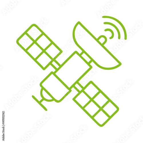 Space Satellite Icon – Clean Flat Graphic for Satellite Navigation Logos

