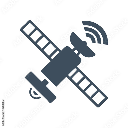 Minimal Orbit Satellite Vector Illustration on transparent background