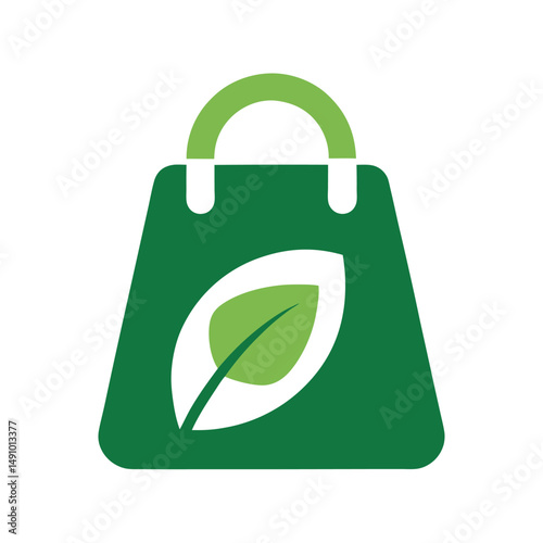 Eco-friendly shopping bag with leaf symbol representing sustainable retail and green choices
