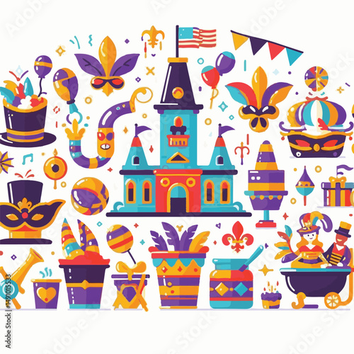 carnival, purple, mardi, colorful, festive, holiday, festival, celebration, party, gras, green, background, masquerade, mardi gras, decoration, traditional, parade, yellow, bright, banner, design, fat