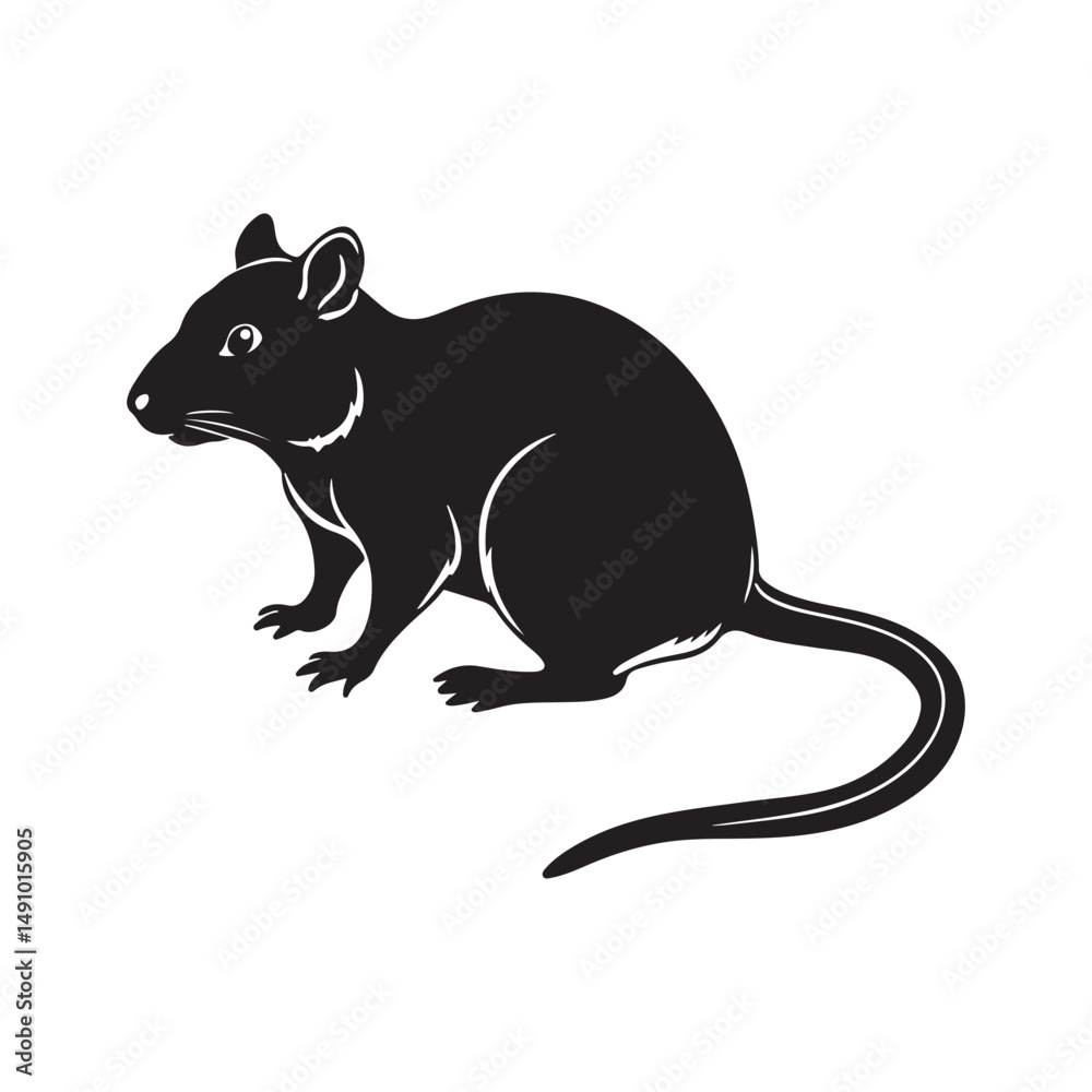 Obraz premium brown rat vector silhouette