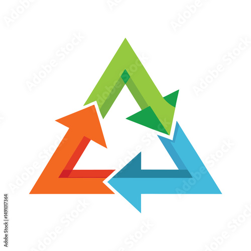 Colorful arrow symbol representing a circular process in business or sustainable environmental practices