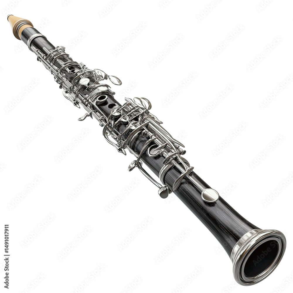 Obraz premium Elegant Black and Silver Alto Clarinet Musical