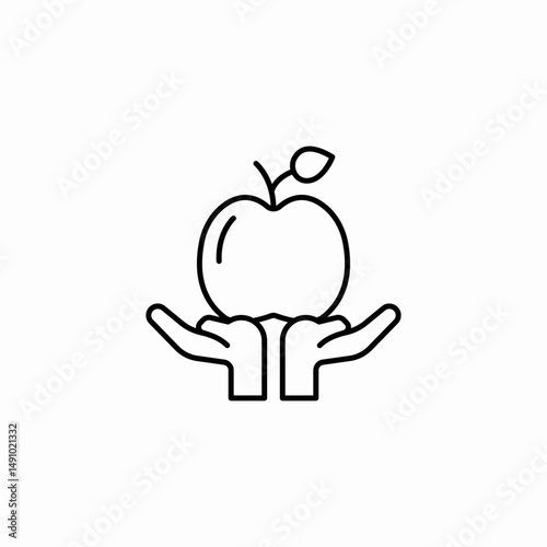 holding apple icon sign vector