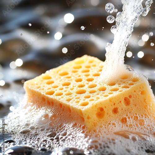 Cleaning sponge in water