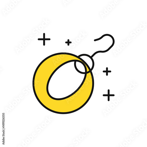 Gold Hoop Earrings Icon with Classic Circle Design.
