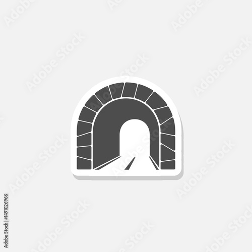 Tunnel road icon sticker isolated on gray background