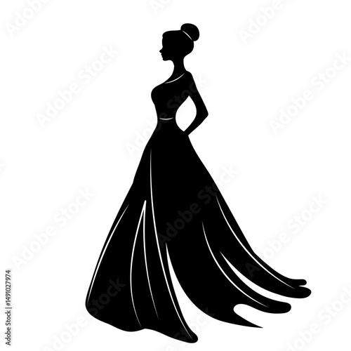 girl silhouette on white background, vector