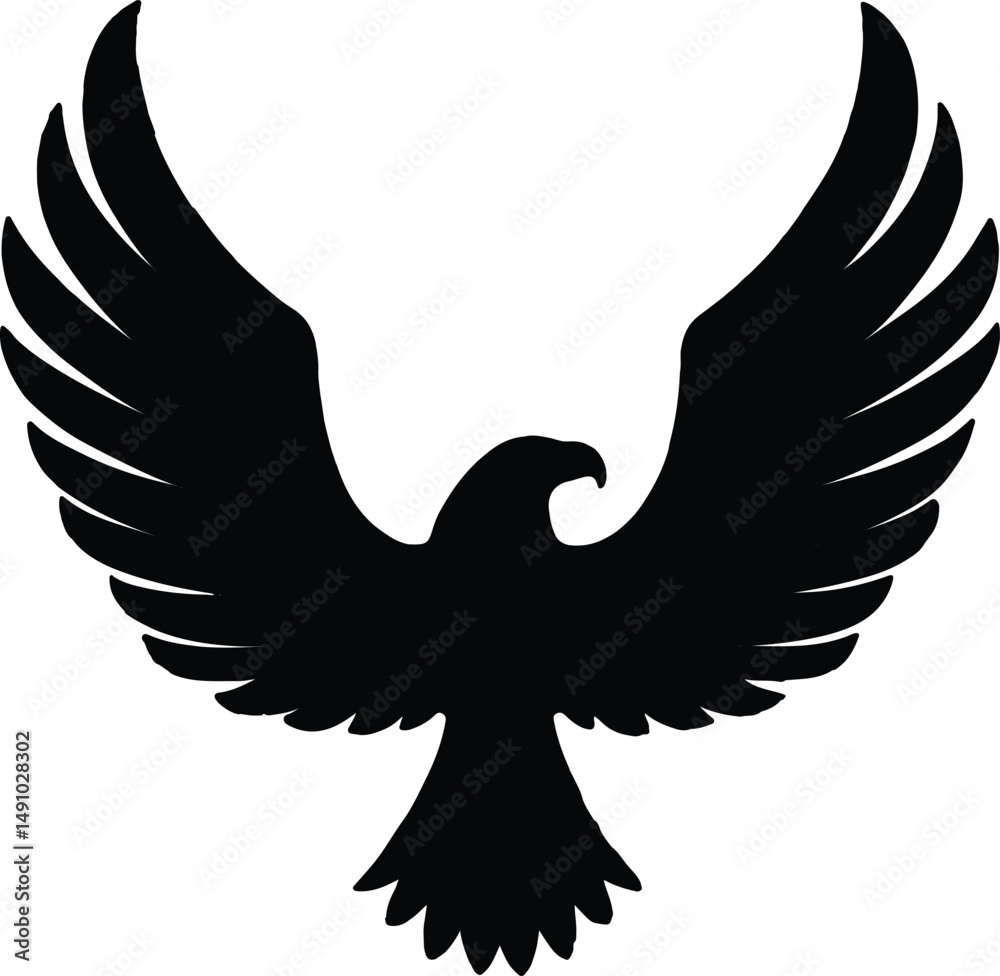 Obraz premium eagle,black eagle,silhouette,bird of prey,winged creature,flying,majestic,powerful,symbol,icon,minimalist,vector graphic 