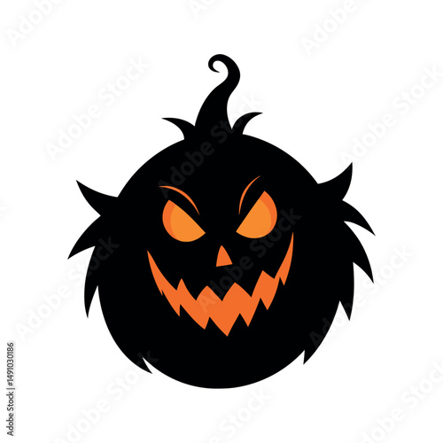 Spooky Pumpkin Silhouette Vector in Black Artwork