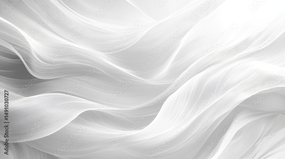 Obraz premium Graceful, flowing fabric in soft, light gray tones.
