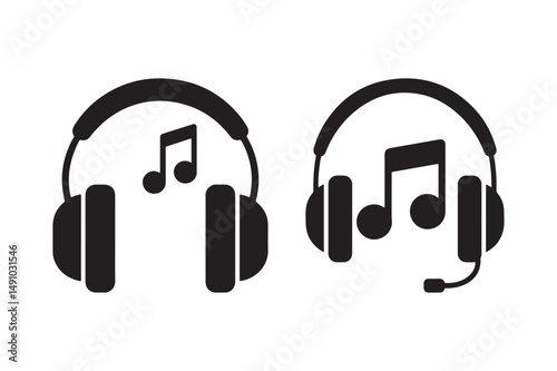 Headphone Music Icon Set Audio and Sound Vector Illustrations