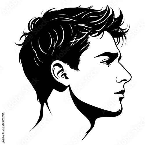 collection of teenage boy profiles side views showing different moods and hair styles youthful male portraits vector silhouettes ideal for animation and storyboarding
