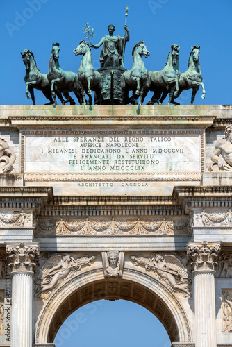 The Porta Sempione in Milan on a sunny day