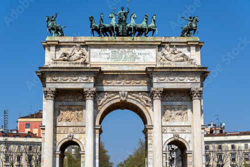 The Porta Sempione in Milan on a sunny day