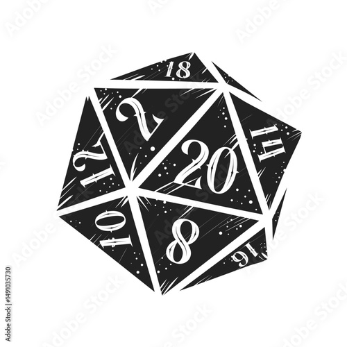 Vintage RPG d20 dice – vector illustration
