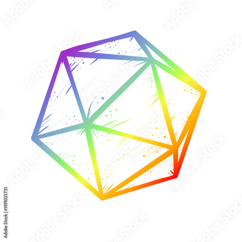 Rainbow RPG d20 dice – vector illustration