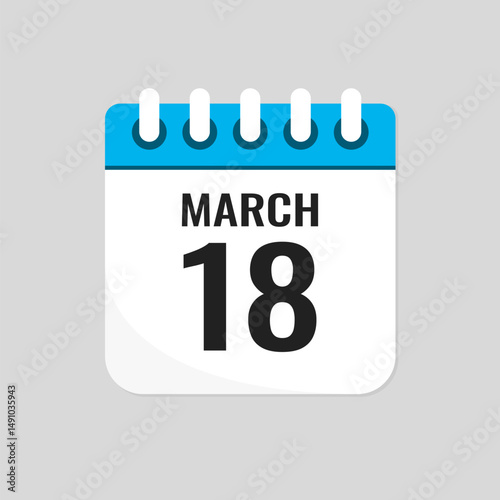 Icon page calendar day - 18 March