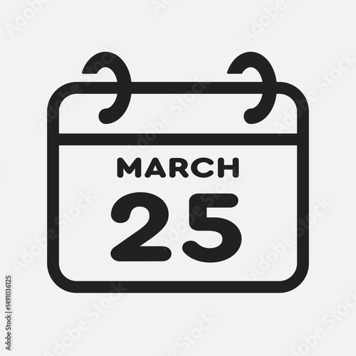 Icon page calendar day - 25 March