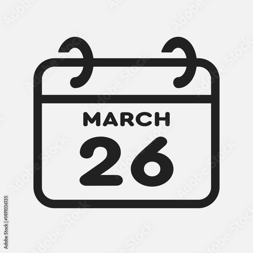 Icon page calendar day - 26 March