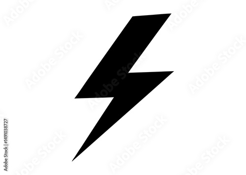 "Minimalist Lightning Bolt Vector – High Contrast Geometric Silhouette in Black and White"